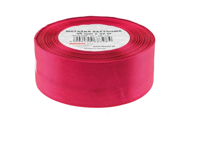 Wstążka satynowa 38mmx32m Ciemny róż WS38-72 Brewis